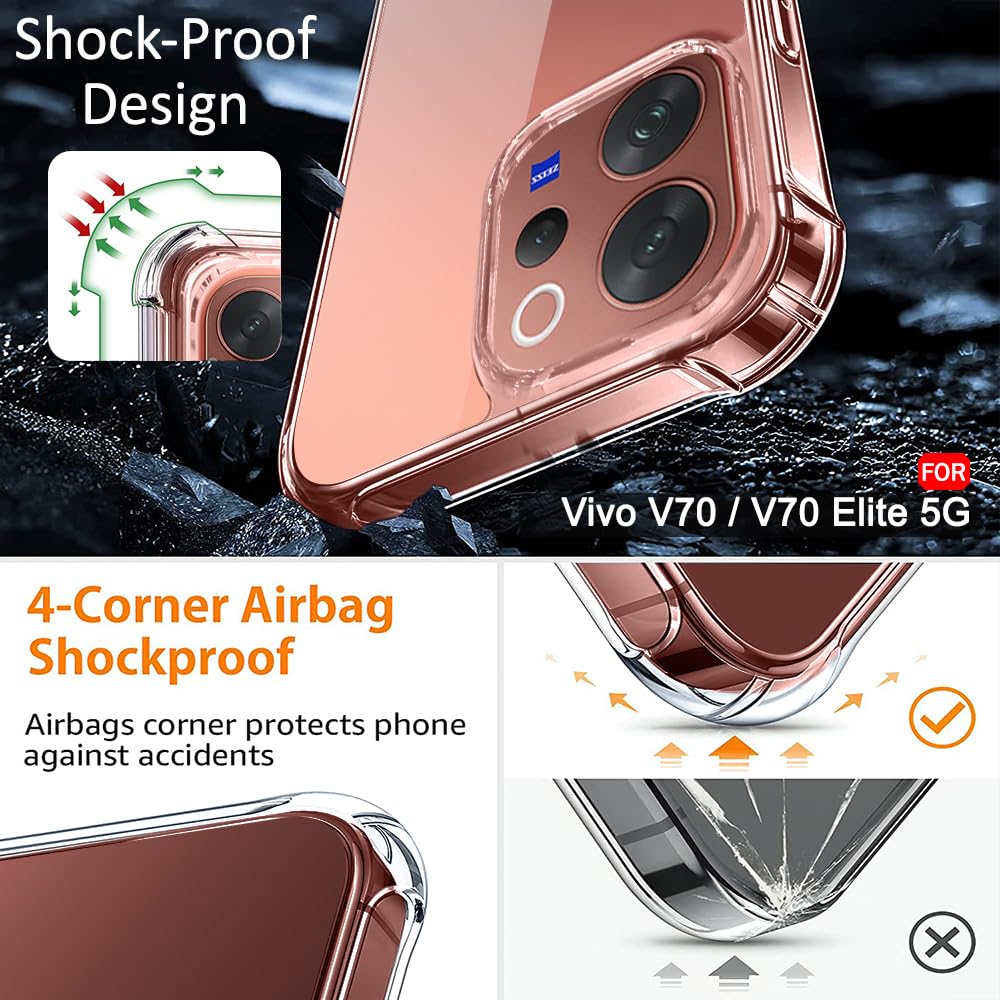 TheGiftKart Crystal Clear Back Cover Case for Vivo V70 / V70 Elite 5G | 360 Degree Protection | Shock Proof Design | Transparent Back Cover Case for Vivo V70 / V70 Elite (PC & TPU, Transparent Bumper) — Amazon image 5
