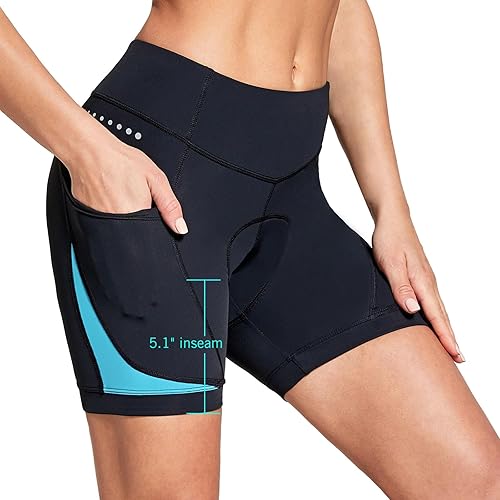 Miniatura 2 de baleaf Pantalones cortos para ciclismo con acolchado 4D para mujer, ropa interior de gel para ciclismo, bolsillos
