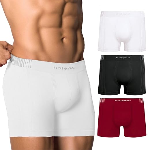 Kit 3 Cuecas Boxer Selene Sem Costura Dry Fast Esportiva Cós 40mm Box Masculina