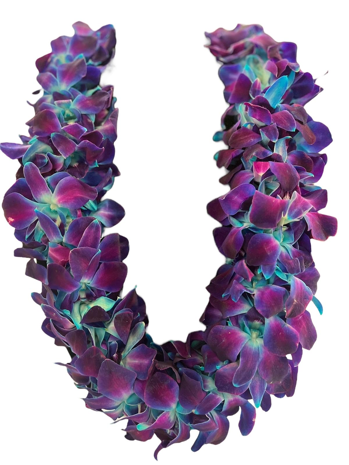 Fresh Hand Made Dendrobium Orchid Lei Purple (Blue)