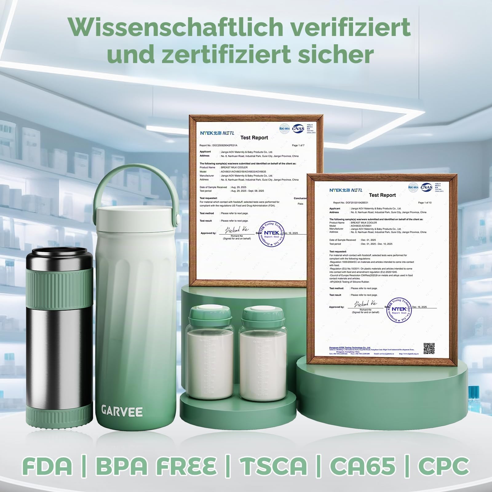 Tragbarer Muttermilchkühler für draußen, 600ml Kapazität Großer, 360°- langzeitige Gesamtkühlung, Reise-Muttermilchkühler, 2 Babyflaschen zur Aufbewahrung von Muttermilch, Stillutensilien