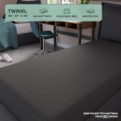 Miniatura 6 de OhGeni Protector de colchón 100% impermeable, protector de colchón tamaño individual XL, color gris, se adapta a colchones de 6 a 20 pulgadas con