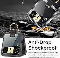 Vista 5 de Miimall Funda compatible con Samsung Galaxy Z Flip 4 con anillo, lápiz de capacitancia con soporte de anillo, cubierta trasera de TPU suave