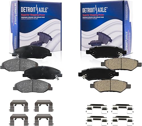 Detroit Axle - Pastillas de freno para Cadillac CTS 2008-2014 2009 2010 2011 2012 2013 pastillas de freno de cerámica con repuesto delantero y