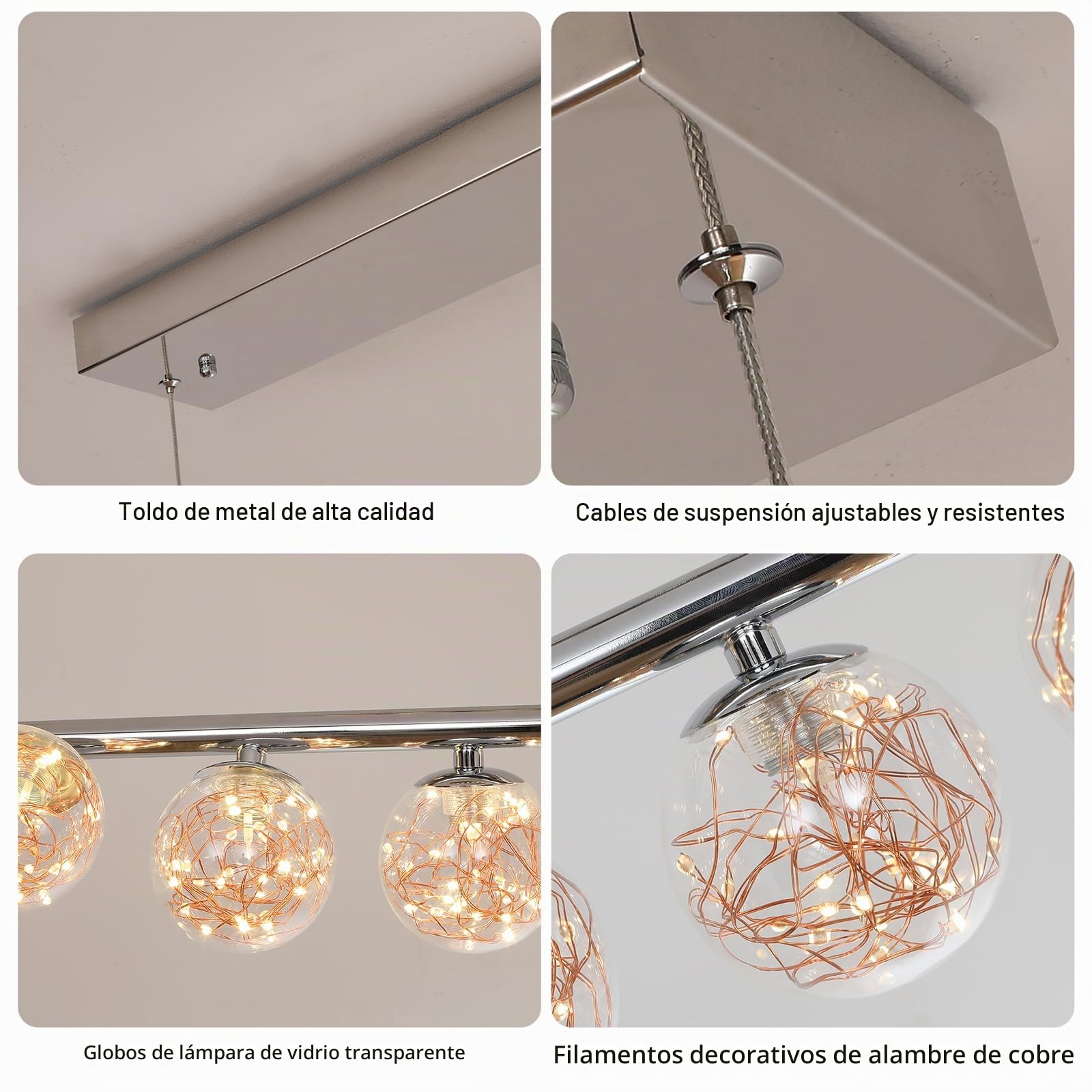 GEADI Lamparas de Comedor Modernas, Cromo Lámparas Colgantes Linear, 12 Luces Plafon LED Techo, Lampara Araña para Salón, Dormitorio, Bar, Sala de Estar