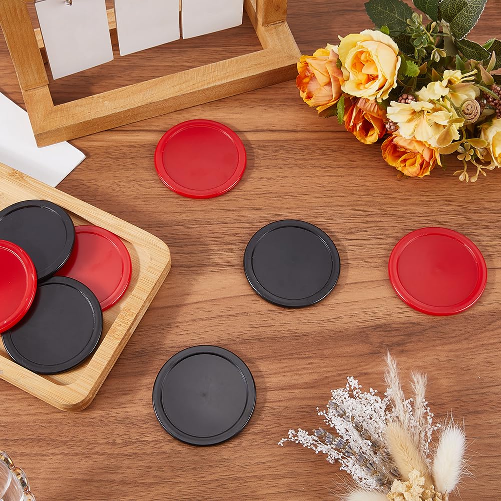 CREATCABIN 8 pz. Dischi Air Hockey 6.4cm Dischetti Ricambio Pesanti Standard Plastica Leggeri per Tavoli Attrezzature Set Allenamento trattenimento Accessori per Feste Terni Adulti Rosso Nero