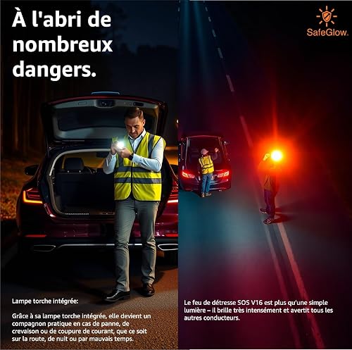 Lampe d’avertissement V16 2026 homologuée IDIADA n° PC21020060 – Triangle de signalisation – Triangle de panne – Homologation UE – Pour voiture et moto - 6