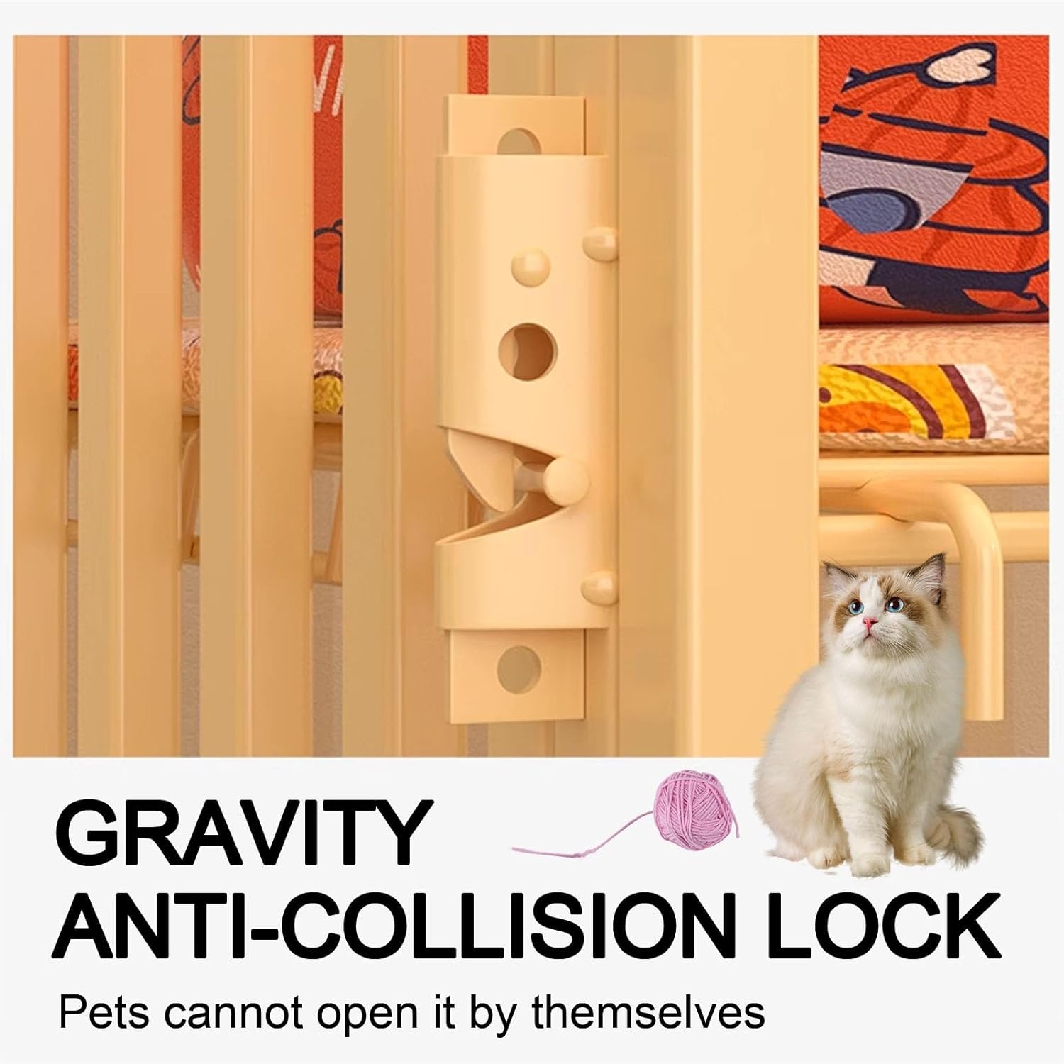 Indoor Cat Cage Enclosure, Metal Cat Crate with Anti-Collision Lock and Encrypted Mesh Pad, Durable and Safe Pet Containment Solution for Indoor Use