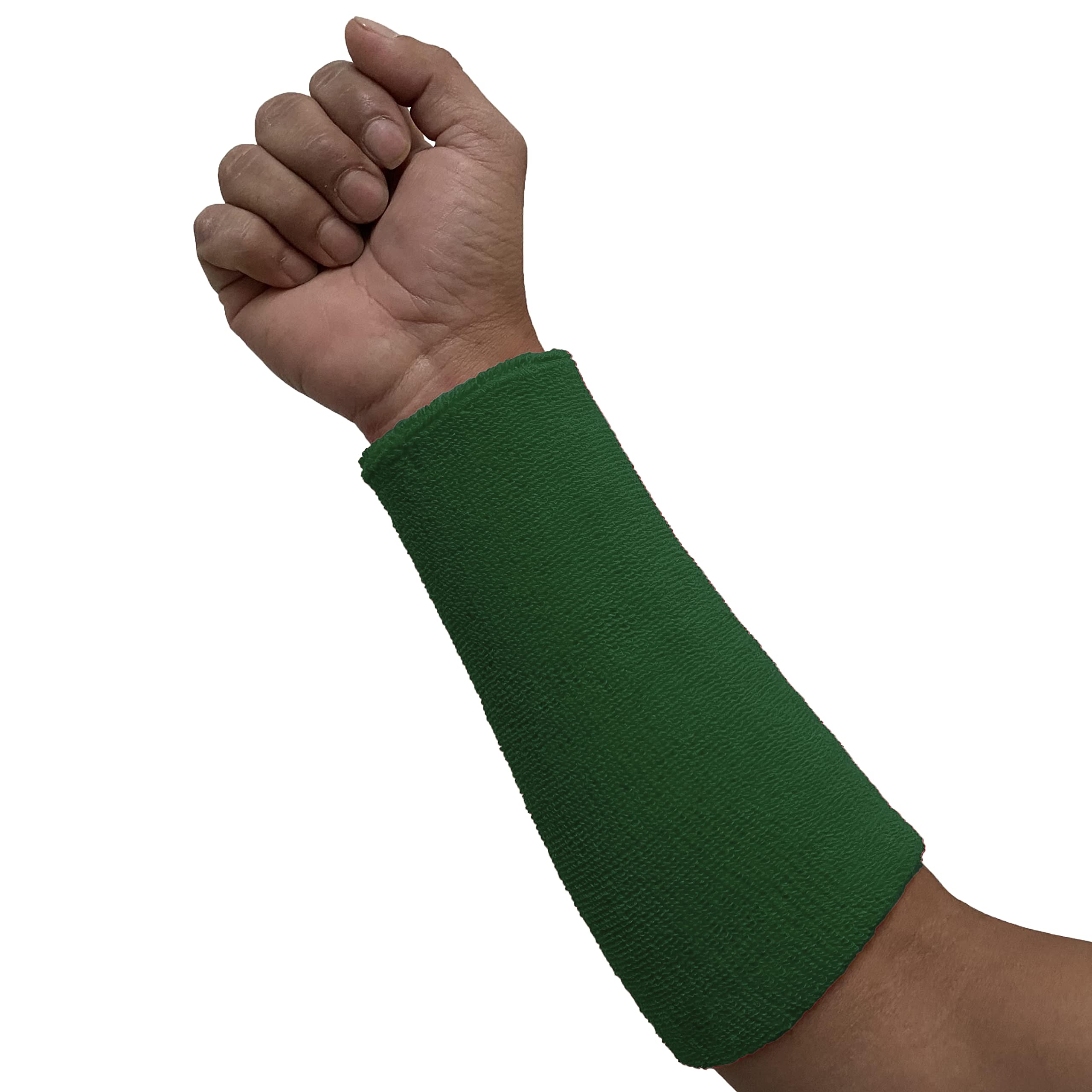 COUVER Thick Absorbent 9" Extra Long Solid Cotton Terry Cloth Sport Wristband, Green, 1 Piece