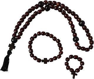 3 Pcs Greek Prayer Rope Christian Orthodox Wooden Chotki 50 Knots Wood Cross Set for Pray Brown