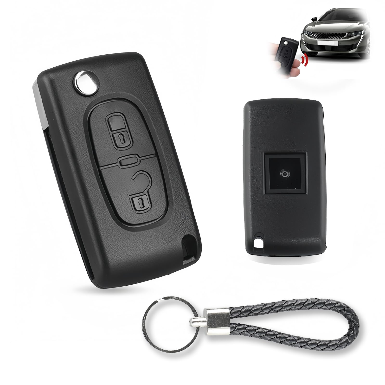 Coque Clé CE0536 2 Boutons Compatible Avec Peugeot 207 307