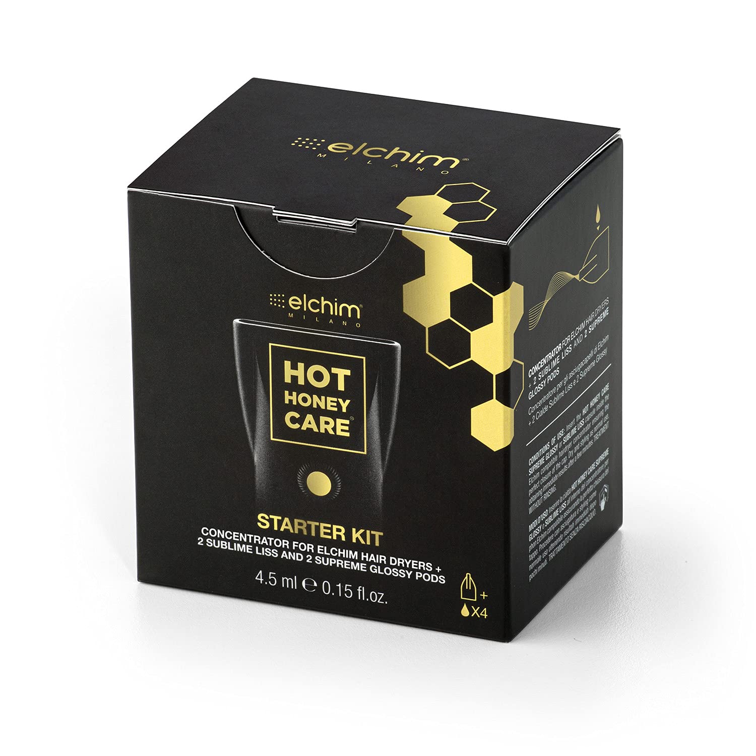 Hot Honey Care - Kit concentrador para secadores de pelo  2 Sublime Liss y 2 cápsulas brillantes supremas, 4 onzas líquidas 5