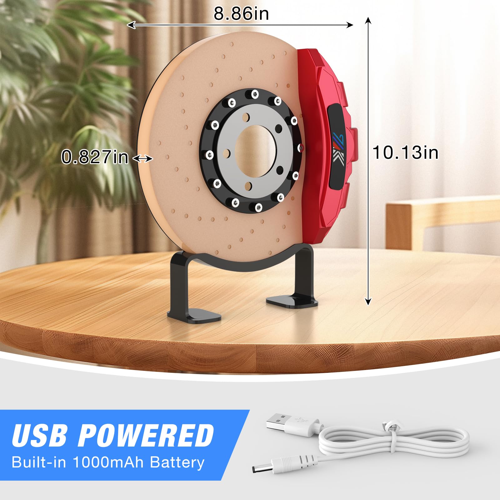 Unique 3D Brake Disc Night Light Rechargeable USB Touch Control Desk Lamp Room Decor Cool Gifts for Car — view 5