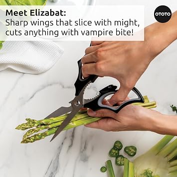 OTOTO Boo-tiful Crew Bundle of Elizabat, Vino, Gracula - Halloween Kitchen Decor Goth Accessories, Cool Kitchen Gadgets, Bat Scissors, Spooky, Witchy Bottle Opener, Garlic Crusher, Spooky Funny Gifts