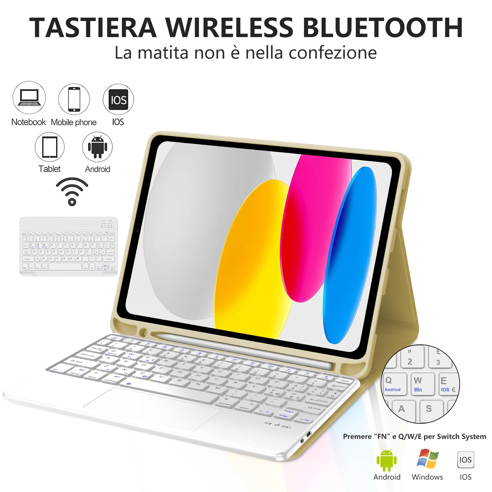 WAVATA Toetsenbord voor iPad 10e generatie 2022 10,9 inch / 11