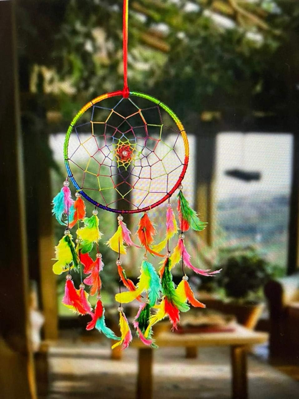 ILUยฎ Dream Catchers Wall Hanging Handmade Beaded Circular Net Decoration Assorted (Size 16 CM Diameter)