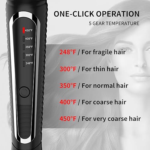 Miniatura 8 de Rizador de pelo de 1 14 pulgadas con abrazadera, barril de revestimiento de cerámica, pantalla LED de temperatura ajustable para cabello largo,