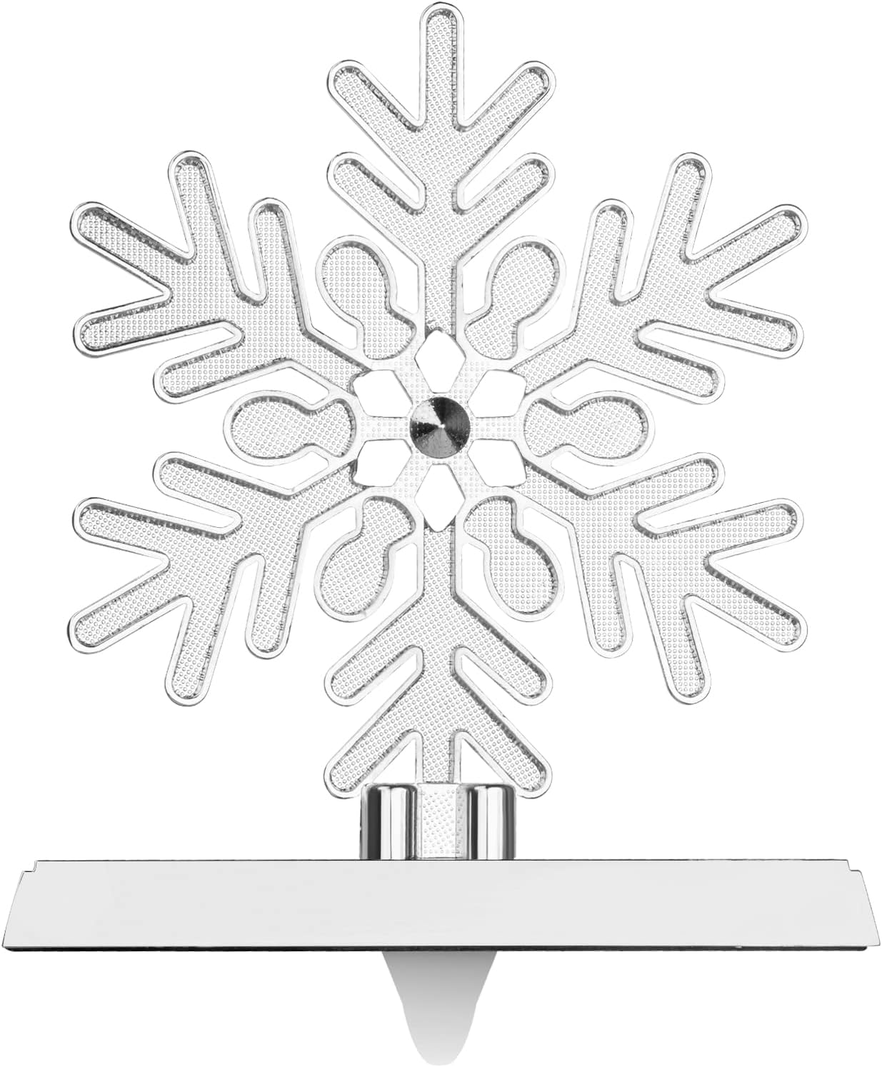 Snowflake Christmas Stocking Holder Set for Mantle -Set of 4 - Christmas Decorations - Holiday Mantle Fireplace Topper - Xmas Decorative Metal Hanger for Stockings - Home Décor Stand