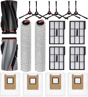 17-Pack Replacement Parts Kit Compatible with eufy E28 Omni / E25 Omni Robot Vacuum Cleaner – Includes Main Brush, Roller Mops, Side Brushes, HEPA Filters & Dust Bags