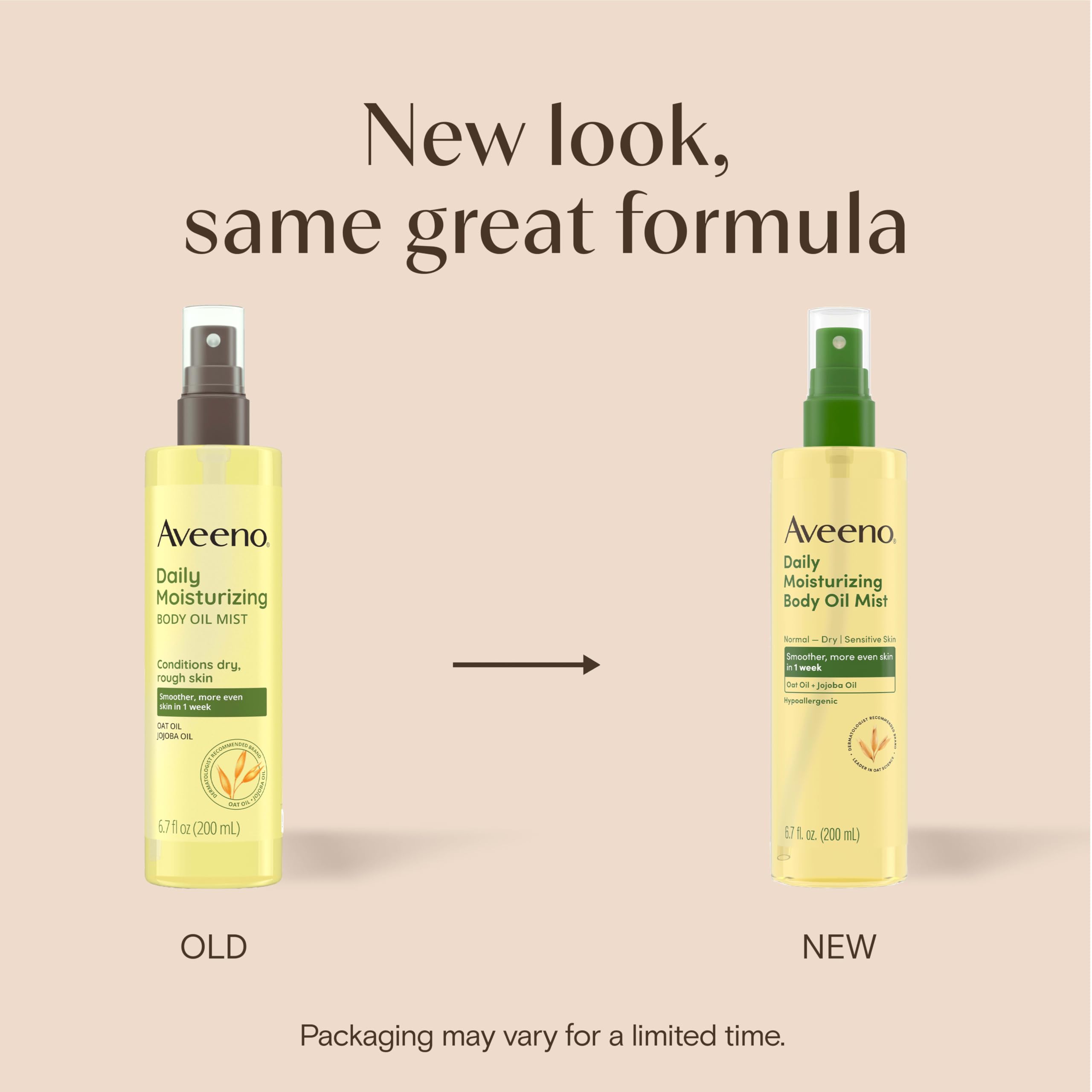 Aveeno Günlük Nemlendirici Kuru Vücut Yağ Sisi, Yulaf ve Jojoba Yağlı Kuru, Kaba Hassas Ciltler, Besleyici ve Hipoalerjenik Vücut Spreyi, Paraben, Silikon ve Ftalat İçermez, 6.7 ml