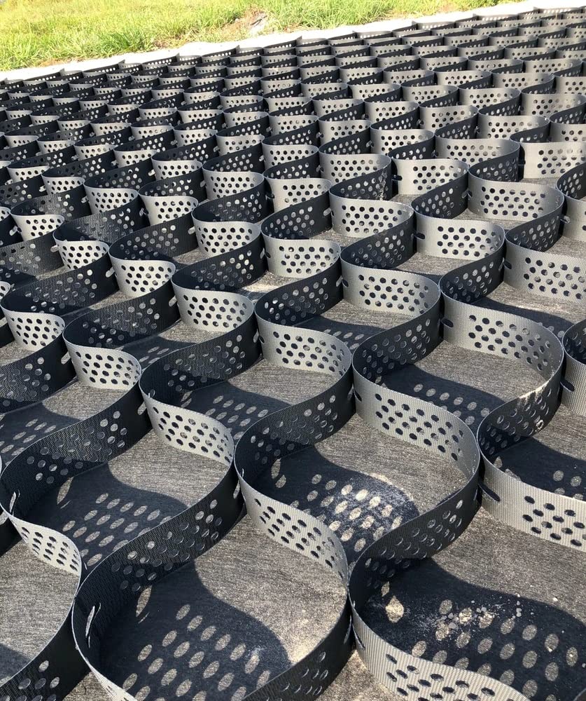Geo Grid Stabilizer Zewnętrzna podkładka stabilizacyjna do żwiru grochowego Plastikowa, uniwersalna dwukierunkowa siatka kontrolująca błoto gruntowe z otworem(4m x 7m (13ft x 23ft))