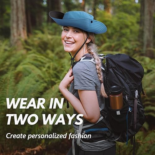 Miniatura 7 de QualyQualySunHatforWomenwithHatClip,UV Protection Wide Brim, Foldable Mesh Ponytail Hat for Fishing Hiking