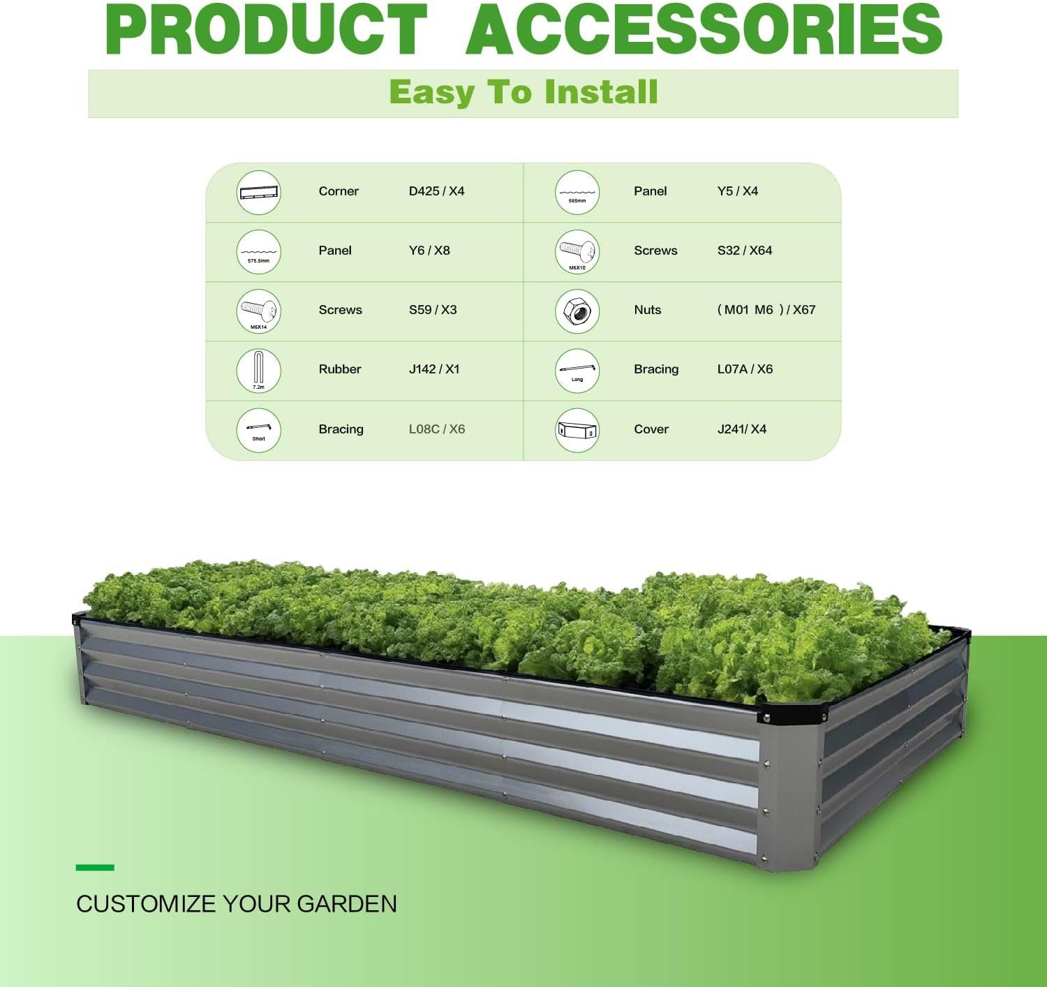 GrowHaus 8x4x1FT Galvanized Raised Garden Bed, Planter Boxes Outdoor Large Metal Garden Beds for Planting Vegetables Flowers Herbs Rectangle Silver