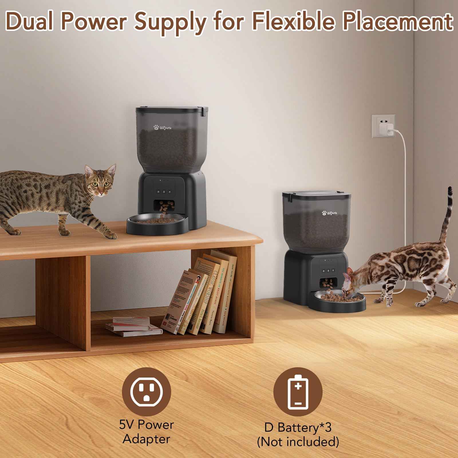 4L Futterautomat Katze, APP-Steuerung, WiFi Intelligenter Katzenfutter Automat, 6 Mahlzeiten pro Tag, Futterspender für Katzen/Hunde, Futterautomat Katze mit Edelstahlnapf,Schwarz