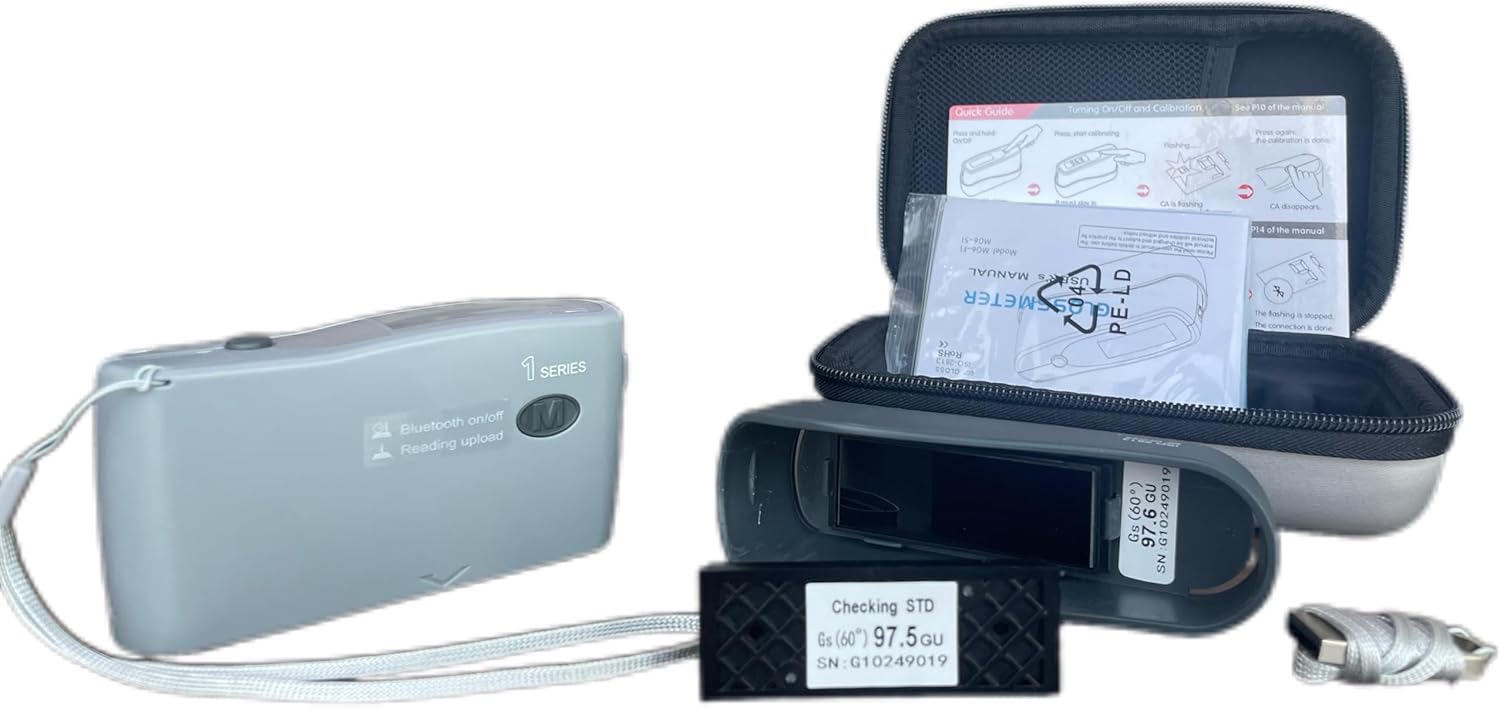 Paint Gloss Meter Gloss Meter Digital Glossmeter 60 Degree Test Angle Support USB Range 0-199GU Accuracy ±1.5GU For Handheld Printing Ink Paint Gloss Gauge ASTM ISO Standard