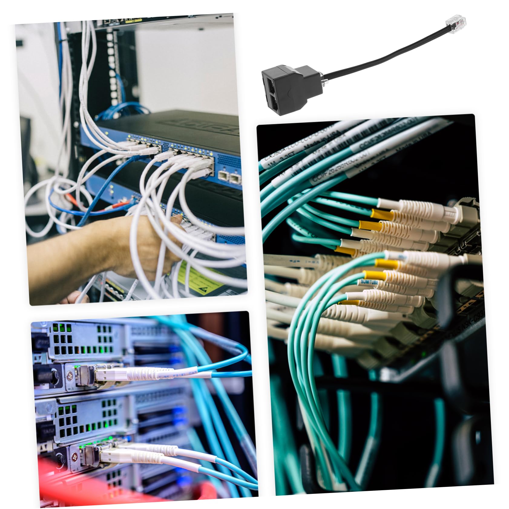 KONTONTY 4-core Phone Line Adapter Rj11 Telephone Parts Rj14 6p4c Detachable Lines Signal Multi-Device Support