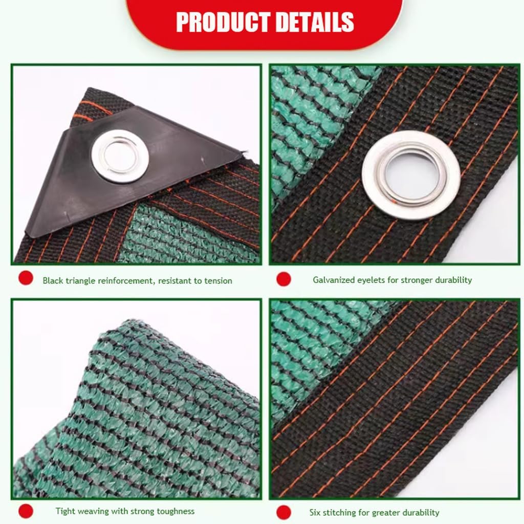 Dark Green Shade Cloth Sunblock Mesh Fabric Garden Sunshade Cloth, Durable Anti-Aging Shade Net with Grommets and Eyelets for Greenhouse Outdoor Patio(Size:4x6m)