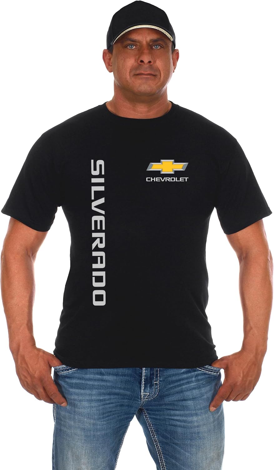 JH Design Men's Chevy Silverado Truck Classic Black T-Shirt Short Sleeve Crew Neck Shirt