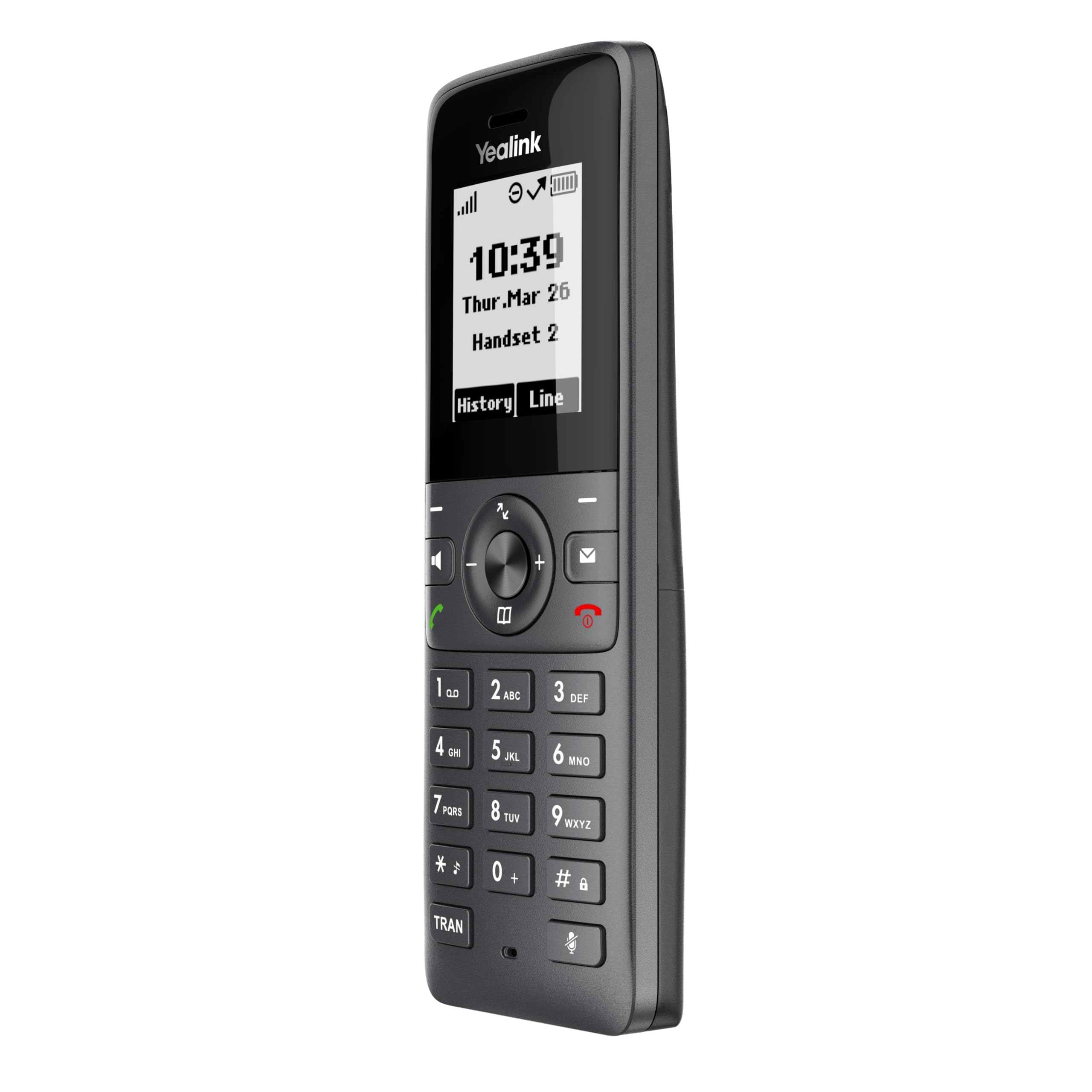 Yealink Bluetooth, Wi-FI 10 comptes SIP Haute Performance 35 Heures de Temps de Conversation Dect Téléphone IP, Taille d'écran 1,8", Noir