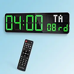 Temporizador de academia, relógio de parede digital de 30,5 cm com data de segundos para academia em casa, 5 modos de exibição | 4 alarmes | Temporizador de contagem regressiva de treino com intervalo