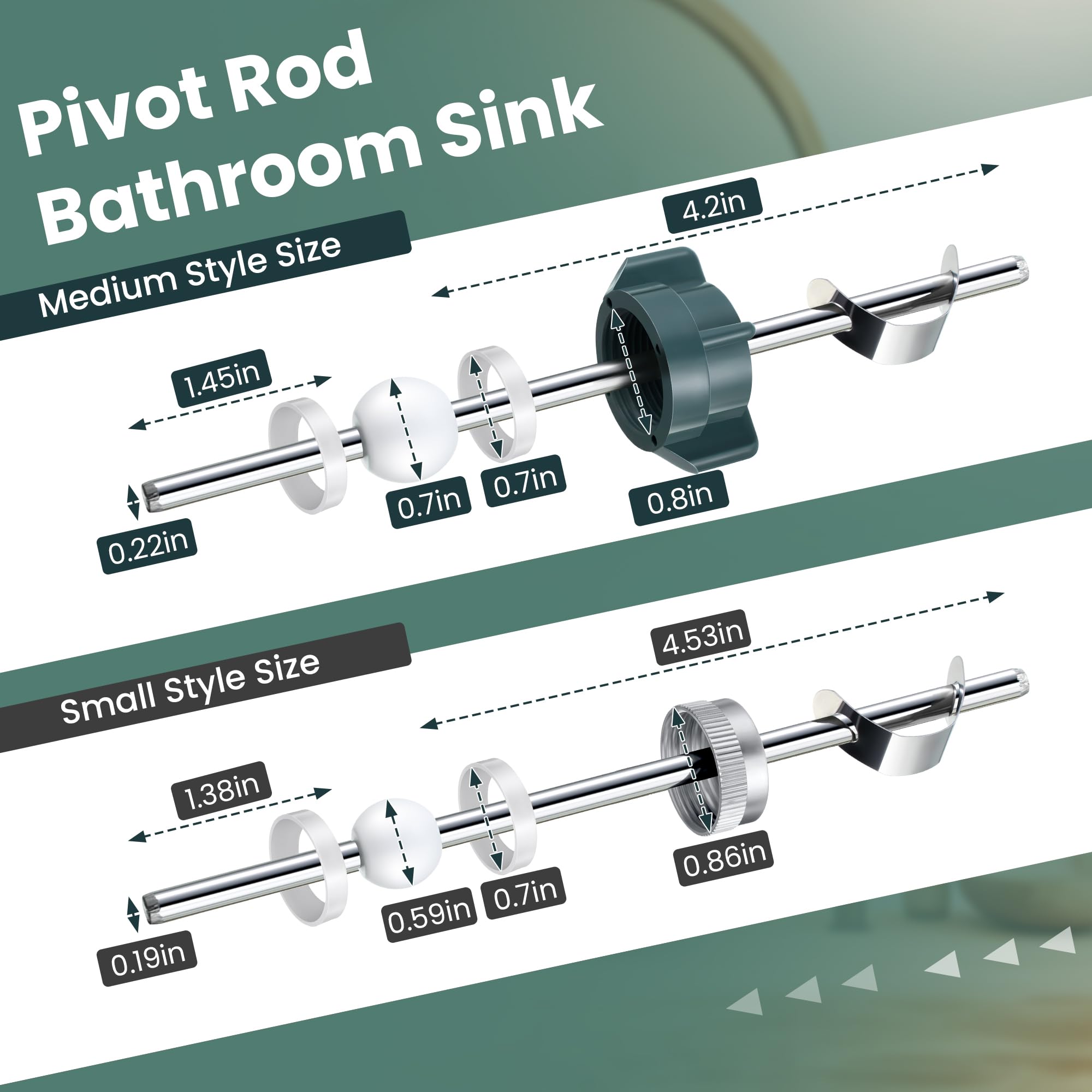 Kit Riparazione Tappo Pop-up Per Lavabo, 2 Pezzi: Sfera E Asta Pivot. Compatibile Con Price Pfister PS2673 E Altre Marche. Ricambio In Metallo Cromato.
