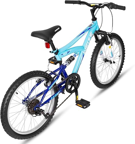 Miniatura 7 de WEIZE Bicicleta de montaña para niños, 20 bicicletas de 24 pulgadas para niños y niñas de 6 a 14 años con doble suspensión completa, transmisión de