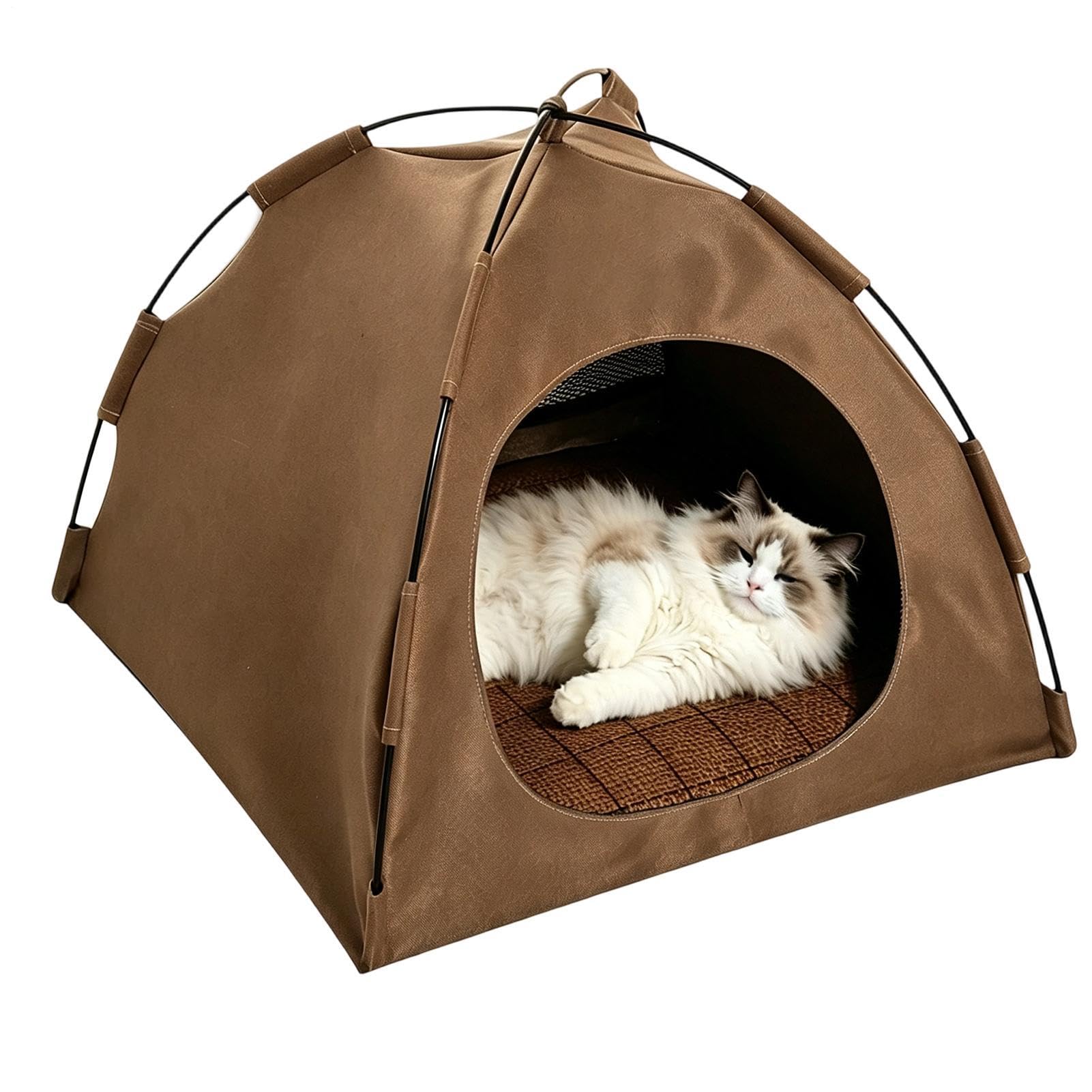 Casa cueva refrescante para gatos que sufren el calor en verano