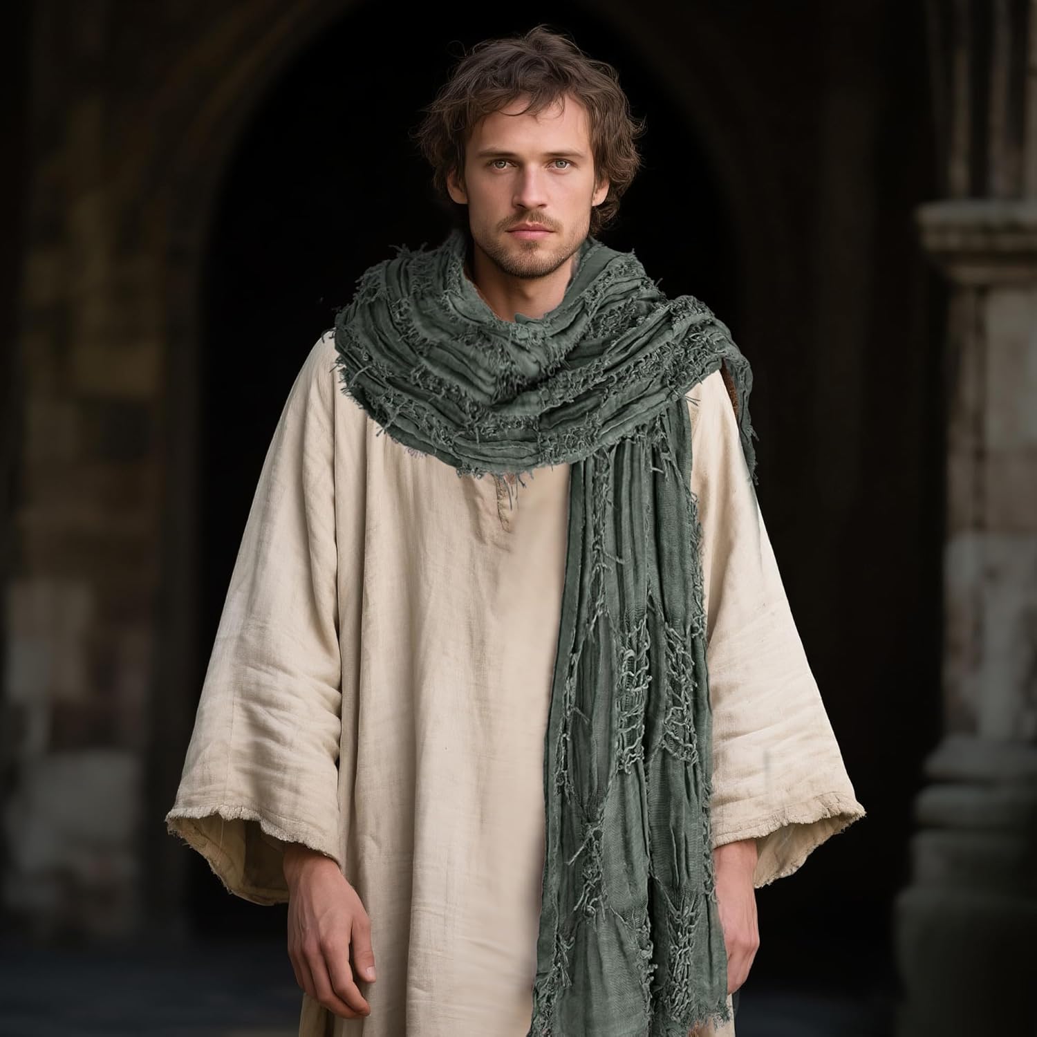 Medieval Renaissance Cloak Shawl Shoulder Cape Wrap Scarf for Men Women Halloween Costume Accessories - Image 5