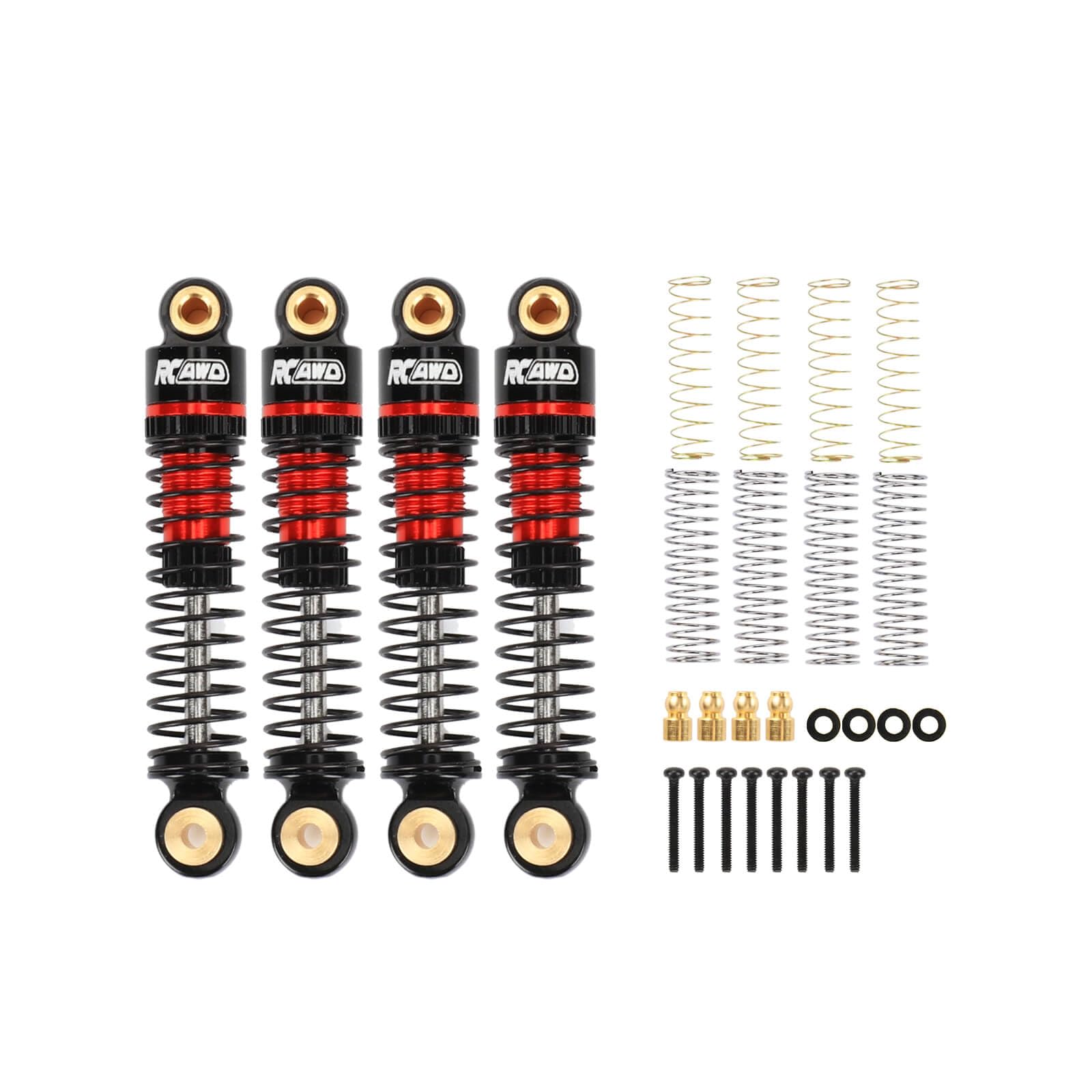 RCAWD Front and Rear Shock Absorbers 41mm 47mm Oil Filled For 1/18 HOBBYPLUS 4WD Crawlers Upgrades Parts(Red)