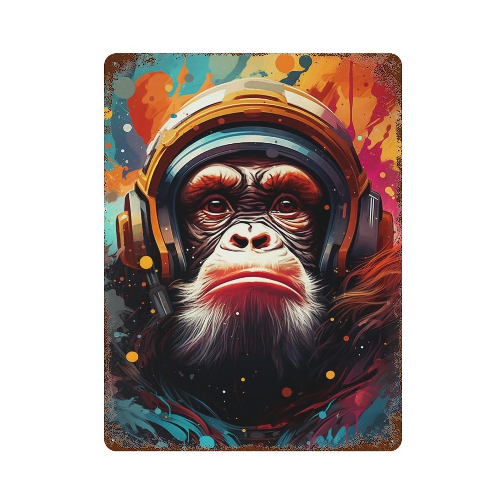 Ape Astronaut Space Suit-7 Decorative Tin Sign 15.7"x11.8", Vintage Wall Decor for Garage, Pub Or Kitchen