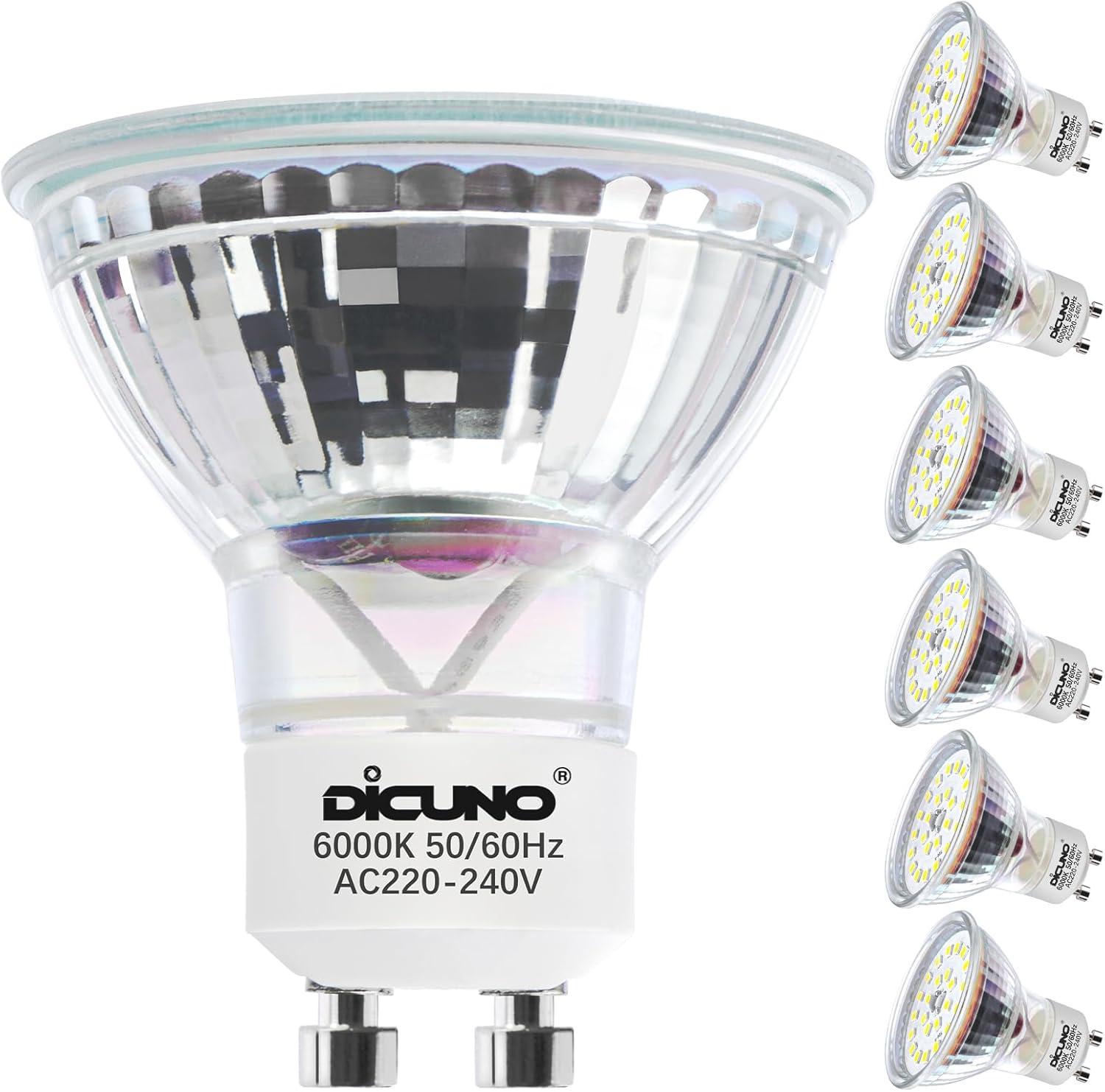 DiCUNO Ampoule LED GU10, Blanc froid 6000K, 5W, équivalent 50W lampe