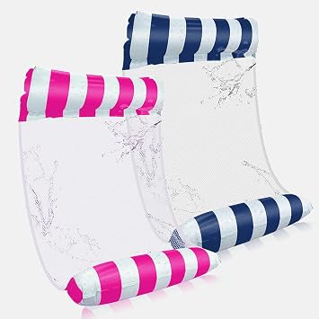 Inflatable Pool Float adults 2 Pack 4-in-1 Inflatable Water Hammock Swimming Pool Floating Chair Relax in the Swimming Pool, Beach, Bathroom,and Water Lounge Summer Holiday Pink+Green