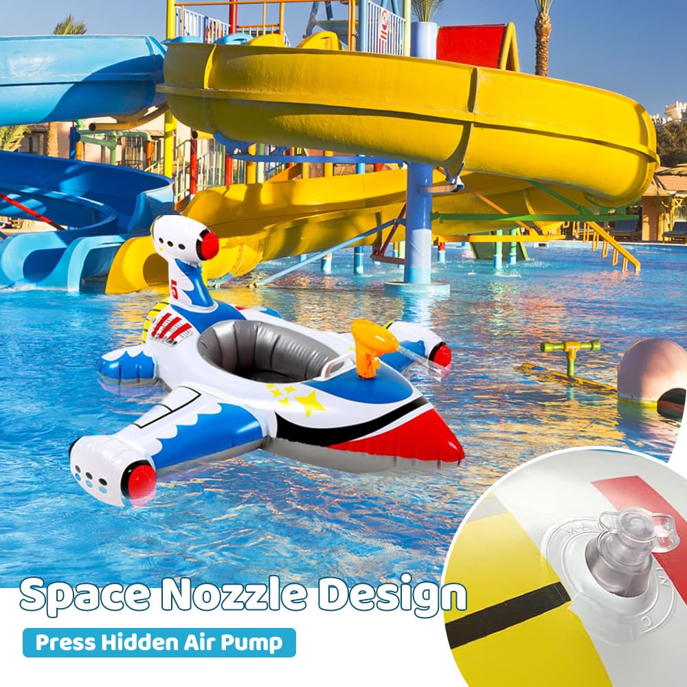 Anello da nuoto per bambini con pistola ad acqua, gonfiabile, anello da nuoto gonfiabile, per feste in spiaggia, giochi d'acqua per bambini estivi