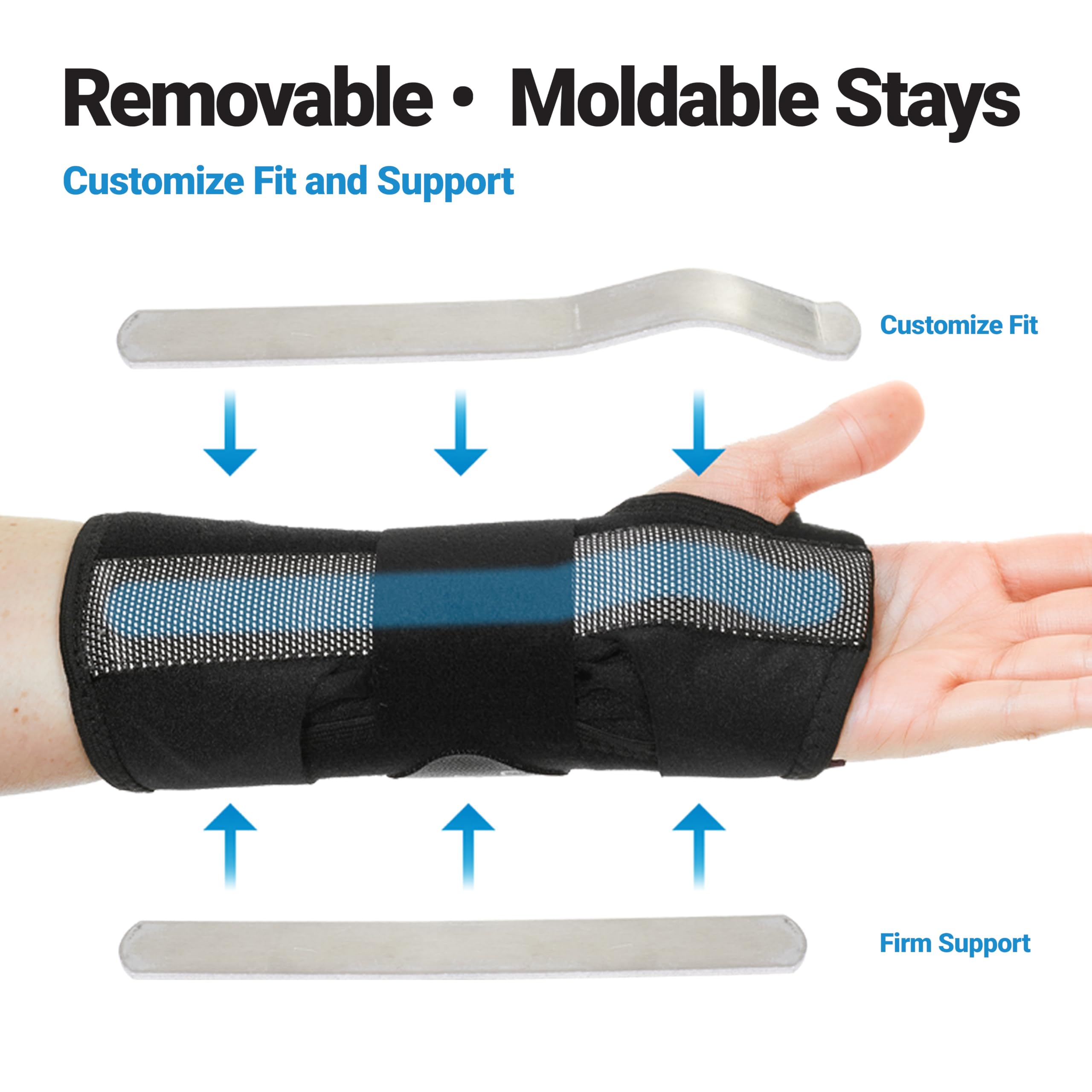BIOSKIN Abrazadera de 8 pulgadas muñeca Dp3 - hipoalergénico soporte para túnel carpiano, tendinitis y dolor de la artritis Negro (XS-S) Left