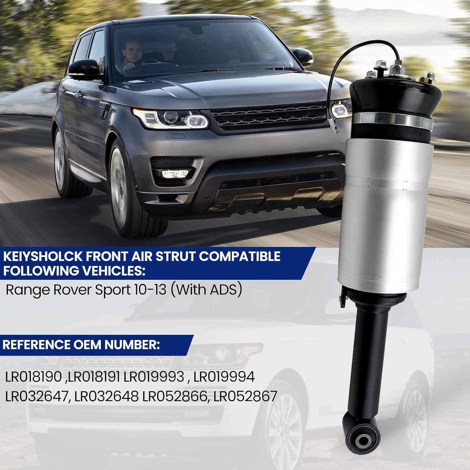 Front Air Strut Suspension Replacement for 2005-2013 Land Rover Range Rover Sport, 2005-2009 Land Rover LR3, 2010-2016 LR4 OEM Number LR016414 LR032646 LR018190