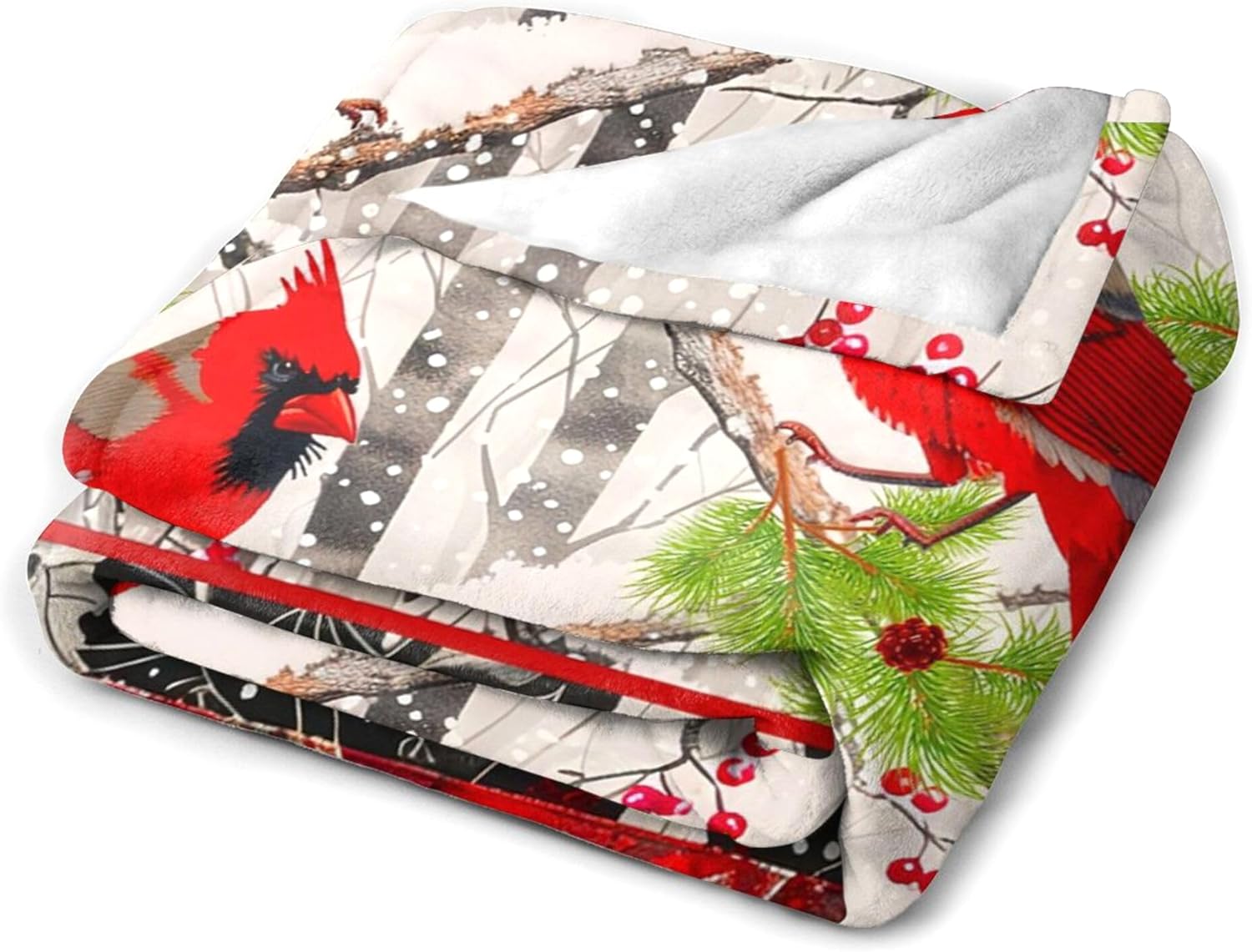 Cardinal Throw Blanket Gifts for Women Girls, Super Soft Unique Red Cardinal Stuffed Decor Bird Winter Microfiber Throw Blanket Gifts for Christmas, Warm Cozy Plush Fleece Flannel Blankets 50"x40" - Image 5