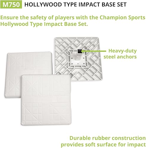 Miniatura 2 de Champion Sports Pro - Juego de primera base doble - Primera base doble biselada duradera - Construcción sólida de una pieza - Juego de 3 anclajes de