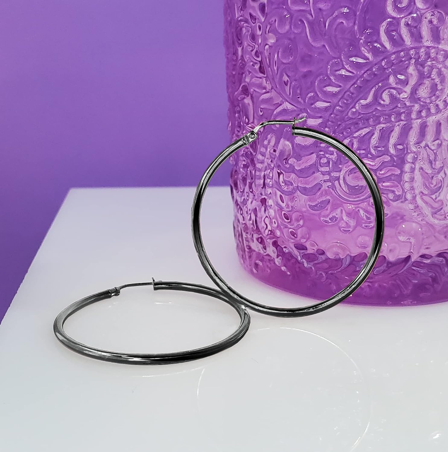 Hoops & Loops 925 Sterling Silver 2mm Hoop Earrings for Women & Men, 14K Gold Plated, Rose Gold, Black Hypoallergenic Lightweight High Polished Click-Top Hoops 15mm-60mm - Image 7