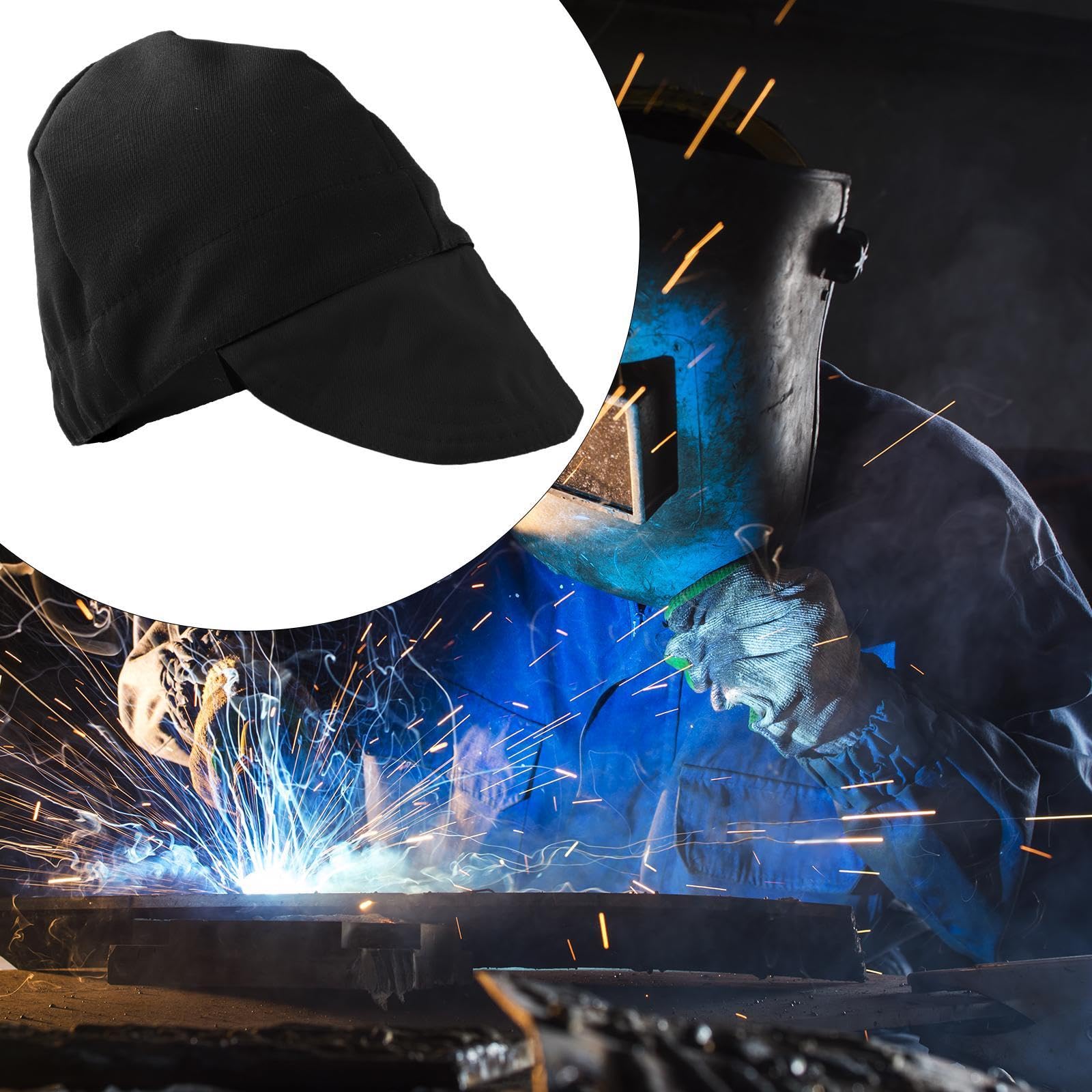 MagiDeal Gorro de soldadura resistente a las llamas, cubierta segura ignífuga, cómodo, resistente a las llamas, gorro para soldar a prueba de polvo, casco de, Negro