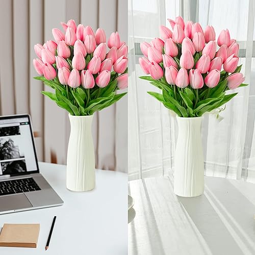 Miniatura 8 de JIFTOK 30 piezas de tulipanes, flores artificiales para decoración, flores sintéticas, tulipanes de tacto real, ramo de arreglos para boda, hogar,